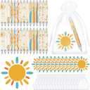 150 Pcs Here Comes The Sun Baby Shower Decorations Includes 50 Sun Baby Shower Ballpoint Pens 50 Boho Thank You Cards and 50 Organza Bags Boho Sunshine Party Favors Birthday Decor