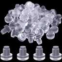 Jetec 50 Pcs Glass Table Top Bumpers with Stem Clear Rubber Grippers Soft Clear Anti Slip Pads Non Adhesive Glass Table Rubber Grippers Furniture Cabinet Door for Outdoor, for 1/4 Inch Hole