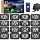 MICTUNING C4 RGBW Rock Lights 16 Pods 360° 4-Sided Wide Beam Underglow Kit | Music Microphone Sync with APP Control, IP68 Waterproof Ultra-Bright Offroad Neon Lights for Jeep Truck UTV ATV