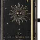2026 Planner - Planner 2026, Jan 2026 - Dec 2026, 5.75" x 8.25", 2026 Weekly and Monthly Planner, Faux Leather planner 2026 with Back Pocket & 40 Notes Pages - The Sun (Black)