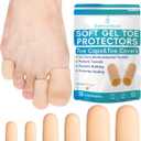 Byehambuni Silicone Toe Protectors - 12 Pack Gel Toe Caps - Toe Covers for Women - Toe Cushions for Pain Relief, Corns, Calluses, Blisters, Missing or Ingrown Toenails, Reusable - Beige (4L+4S+4Pinky) (Multi-Size)