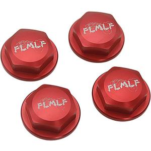 FLMLF 24mm CNC Metal Wheel Tire Adapter Front Rear Tyre Nut Cap 4pcs for 1/5 Scale TRAXXAS X-MAXX XMAXX 6S 8S Truck Rc Car Racing Toys Parts (Red)