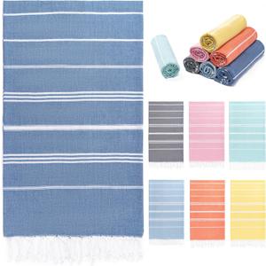 Turkish Beach Towel, 36"x71" Quick Dry Sand Free Oversized Bath Pool Swim Towel, Lightweight Travel Turkish Towels Vacation Essentials, Blue