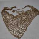 Women's Net Hollow Out Crochet Triangle Bikini Swimsuit Cover Up Wrap Scarf Sarong Adorned with Shells or Sequins