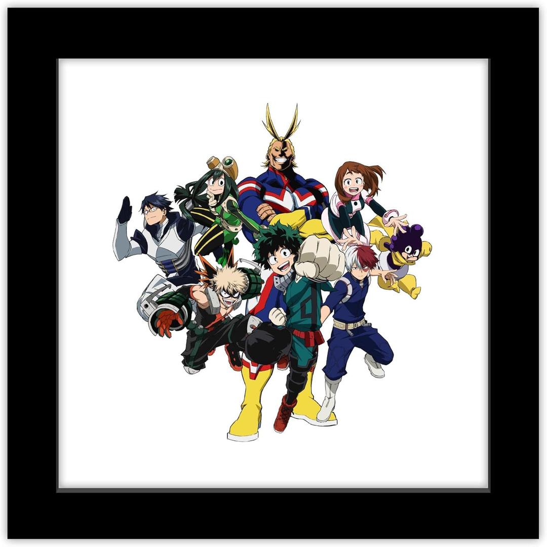 Trends International Gallery Pops My Hero Academia - Group Costume Collage Wall Art Wall Poster, 12.00" x 12.00", Black Frame Version