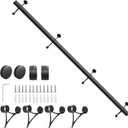 Bar Foot Rail Kit 4ft / 6ft / 8ft - Stainless Steel Complete Floor Standing Bar Foot Rest - Matte Black Foot Rail System with Tubing, Wall Brackets, End Caps & Internal Connector