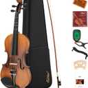 Eastar 4/4 Full Size Violin Set Matte Fiddle for Beginners Adults with Hard Case, Rosin, Shoulder Rest, Bow, Tuner and Extra Strings (Imprinted Finger Guide on Fingerboard), EVA-3
