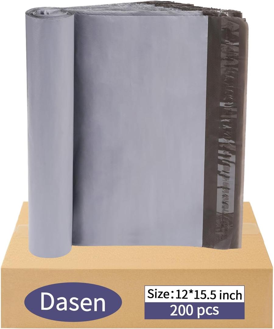 Dasen 200pc Poly Mailers 12x15.5 Inches,Shipping Envelopes Self Seal Mailers Bags Waterproof and Tear-Proof Packaging Bags, Shipping Bags for Clothing