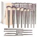 MAANGE 30 Pcs Professional Makeup Brush Set with Travel Case Kabuki, Foundation, Powder, Blush,Blending& Eyeshadow Brushes, Labeled for Gift-Ready Box,Champagne