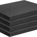 4 PCS Black Foam Padding- 16x12x1 Inch Polyurethane High Density Foam Cuttable Black Sheet Pad Cushioning Inserts for Packing Cases and Crafts