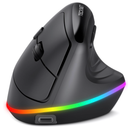 TECKNET RGB Rechargeable Wireless Ergonomic Mouse  USB+Bluetooth MultiDevice LED Vertical Mouse with 11 RGB Backlight Modes, 4800 DPI Adjustable, Ergo Mice for Windows and Mac, Black
