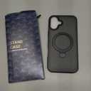 Magnetic for iPhone 16 Plus Case with Ring Stand, [10 FT Drop Protection] [Velvety Touch] Slim Translucent Matte Back Shockproof Phone Case for iPhone 16 Plus 6.7'', Space Black