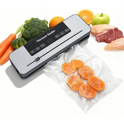 Food Vacuum Sealer Machine,Compact Design, 5-in-1 Food Sealer,10s Dry,Sealing,Double Seal Mode, Built-in Cutter, with 30 Vacuum Bags (Black）