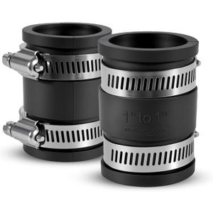 2 Pcs 1 IN Flexible PVC Pipe Coupling with Stainless Steel Clamps Fit 1 IN Nominal Pipes, Couplers for Plastic and Copper Pipe Plumbing Connections, Drain Repair, Dust Hose