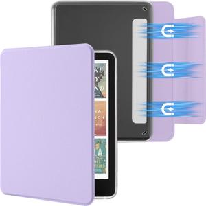 SESENSE Detachable Magnetic Case for 7'' Kindle Paperwhite 12th Gen 2024 and Kindle Colorsoft Signature Edition, Slim PU Shell Cover Case with Auto Wake/Sleep, Light Purple