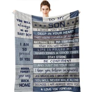 Yamco Son Gift Blanket - Birthday Gifts for Son Throw Blankets 60"x 50" - Sons Presents from Mom Dad - Sons Fathers Day Christmas Wedding Birthday Gift Ideas - Graduation Gifts for Him