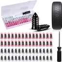 60PCS Tire Repair Rubber Nail Kit Screw-in Tire Plugs with Screwdriver Portable Emergency Puncture Repair Tool for Car Motorcycle Truck and Tractor