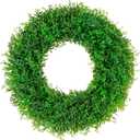 22inch Artificial Boxwood Wreath, 22" Spring Summer Wreath Faux Greenery Leaves Wreath for Front Door Wall Window Porch Farmhouse Patio Garden Indoor Outdoor Decor Wedding Party Decoration
