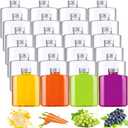 Thenshop 24 Pack Plastic Bottles with Caps, Clear Juice Bottles Flat Water Bottle Plastic Flask Bottle Reusable Mini Beverage Container for Drinks, Milk, Tea, Alcohol, Liquor (10 oz)