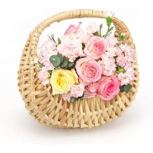 Rattan Half Moon Wicker Basket, Small Wicker Woven Basket with Handle, Woven Wedding Flower Girl Baskets, Picnic Basket, for Home Wedding Decor, Photo Props, Camping