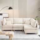 Eafurn Free Combination Reversible Modular Sectional Sofa with Movable Ottoman, L Shaped Convertible Sleeper Corner Couch with Solid Wood Legs, Soft Corduroy Upholstered Sofa & Couches for Living Room