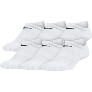 Nike Unisex Kids' Everyday Cushioned No-Show Socks (6-Pack) | Boys and Girls (White, S)