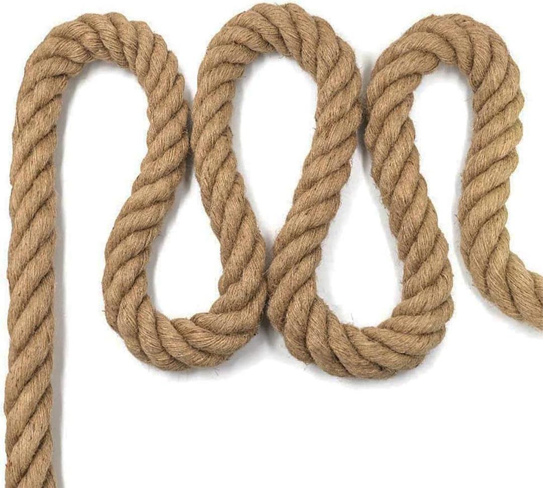 Twisted Hemp Rope for Crafts, Climbing, Anchor, Hammock, Nautical, Cat Scratching Post, Tug of War, Decorate,  108inch