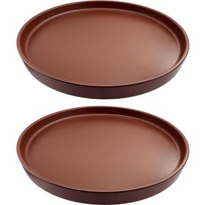 2 Pack Ceramic Plant Saucer Pot Tray 6 Inch, Planter Saucers 4 5 6 7 8 9 10 11 12 13 Inch for Indoors Outdoor, Durable Sturdy Flower Drainage drip Water Tray for Glazed Pots Base (6.4 Inch-Brown)