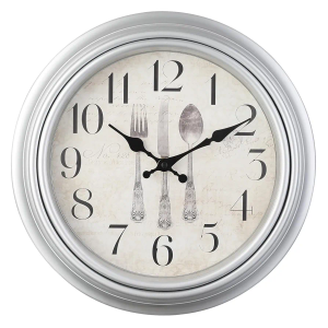 WOOPHEN Vintage Wall Clock, 16" Extra Large Silent Non Ticking Retro Wall Clocks Quality Quartz Battery Operated Round Decorative Easy to Read for Home Kitchen Living/Bedroom Office School (Silver)