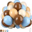 Blue and Brown Balloons, 12inch Bear Balloons Pastel Blue Beige Brown Latex Ballons, Baby Blue Cream Coffee Party Balloon For Teddy Bear Birthday Baby Shower Decorations