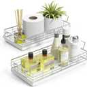 Toilet Paper Basket, 2PCS 13 Inch Bathroom Tank Tray Top of Toilet Storage Toiletries Organizer for Bathroom, Living Room and Kitchen (White)