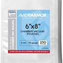 Avid Armor Chamber Vacuum Sealer Bags 6x8" 250 Pack Heavy Duty Commercial Grade, BPA-Free Pouches for Sous Vide, Food Preservation, Meat Storage, Freezing, and Long-Term Storage