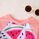 MODNTOGA Baby Girl Swimwear 2Pcs Long Sleeve Flower Swim Bathing Suit Set Toddler Kid Watermelon Graphic Swimsuit Beach Wear (6-12 Months, Light Pink Watermelon)