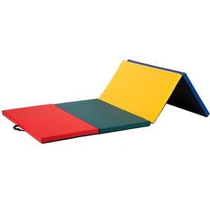 Exercise Mat 2'x6'/4'x8'/4'x10' Gymnastics Mat Folding Gymnastics Tumbling Mats 1.6"-2" Thick PU Leather Yoga Mat Portable With Carrying Handles for home Workout outdoor Yoga Pilates