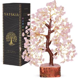 Rose Quarts - Rose Quartz Tree, Crystal Tree of Life, Good Luck Stones and Crystals, Home Decor Gifts, Gem Tree, Crystal Tree for Positive Energy, (10in)