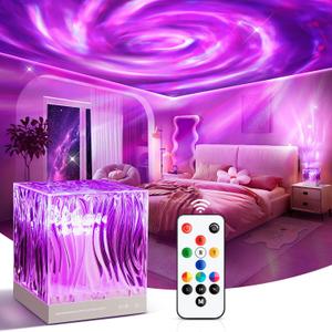 Galaxy Projector for Bedroom,18-Color Solar System Kids Night Light Projector for Bedroom,Remote Night Light for Kids Flower Lamp Tornado lamp Pink Lights,17 Year Old Girl Gift Ideas Purple Room Decor
