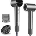 High-Speed Ionic Hair Dryer, 160,000 RPM Brushless Motor Blow Dryer for Fast Drying, 500M Negative Ions for Frizz-Free Shine, Low Noise Heat Protection, Magnetic Diffuser & Nozzle for All Hair Types