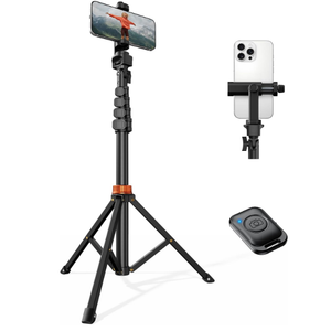 VIMOSE 66" Phone Tripod, Tripod for iPhone with Remote & Phone Stand, Extendable Cell Phone Tripod for Video Recording, Ultimate Tripod & Monopod Accessories for iPhone/Android, Clamp Mount