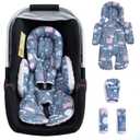 2-1 Thickened Carseat Head & Body Support for Infant, Mink Newborn Car Seat Insert with Strap Pads Protector, Adjustable Infant Car Seat Head Support for Girls Boys, Travel Car Seat Cushion for Baby