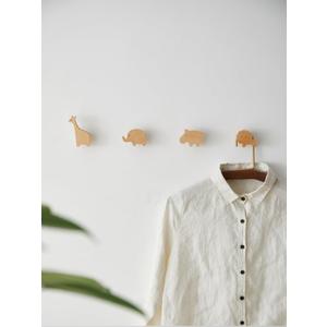 WONQEXZ Wall Hook,Child Baby Nursery Wood Wall Hook,Natural Wild Animal Coat Hooks,Wooden Hooks,Children Wall Mounted Hook,Set of 4