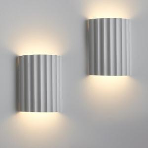 White Gypsum Modern LED Wall Sconces Wall Lighting Set of 2, Indoor Hardwired Walls Mount Light Fixtures Up Down Lamp for Hallway Bedroom Living Room Dining RoomBulbs Included