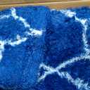 ONASAR Large 6x9 Area Rugs for Living Room, Fluffy Geometric Navy and White Rug for Boys Bedroom Home Decor Aesthetic, Soft Shaggy Plush Floor Carpet for Girls Teen Nursery Playroom Office Dorm