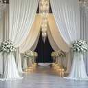 10x12ft Ivory Backdrop Curtain for Wedding Parties, Wrinkle Free 2 Panels Silky Polyester Photo Backdrop Drapes Back Drop Cloth Drapery for Birthday Photography Background Decor