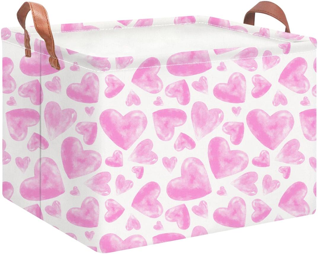 Rectangular Storage BasketsGift Basket,Book Box,Room Decor(Watercolor Heart)