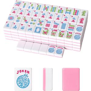 1.2American Mahjong Tile Set, 166 Mahjong Game Set with Pink Color (Tiles Only, No Racks and Other Accessories)