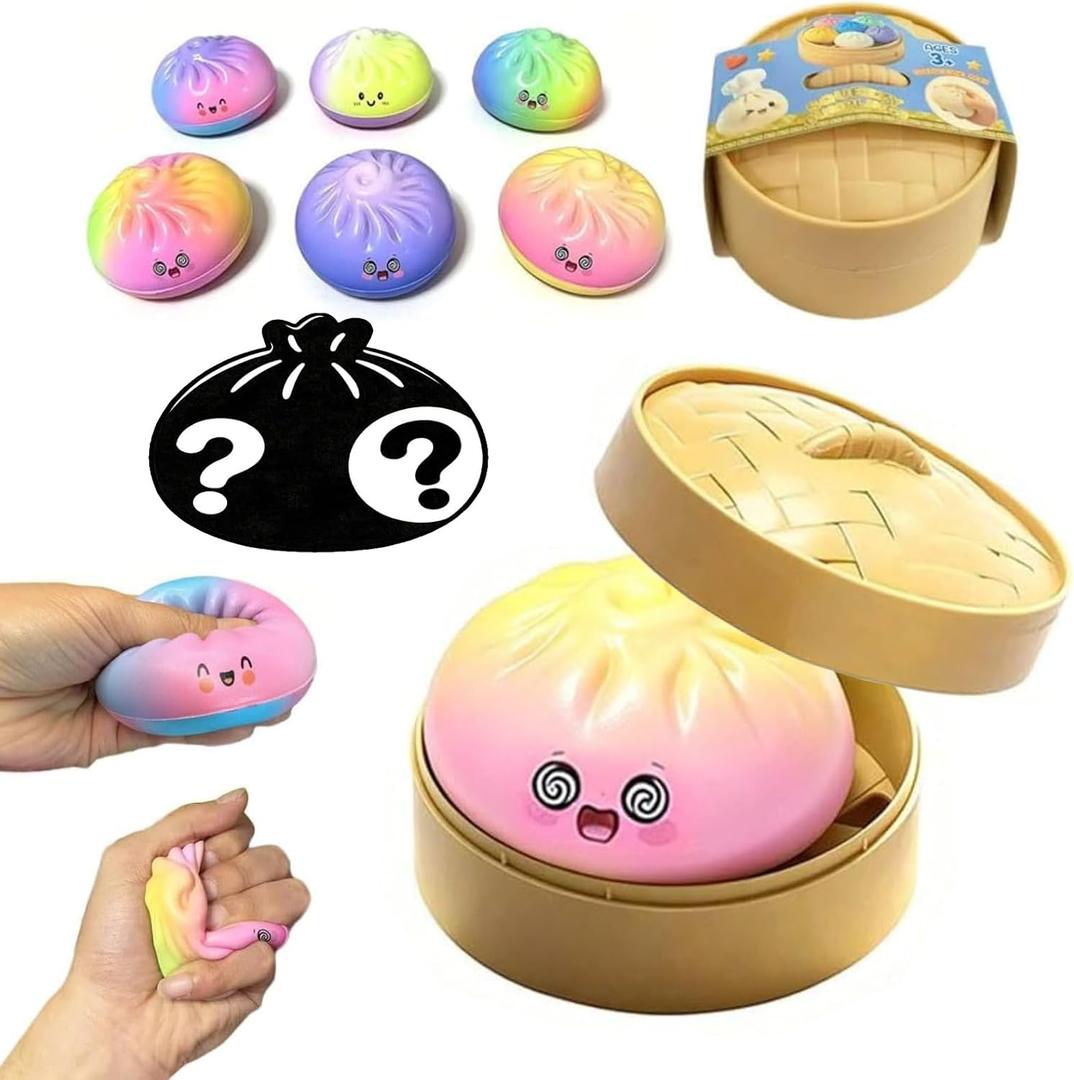 The squeezable Colorful Dumpling,Dumpling Squishies Random Color, Stress Relief for AdultsAnxiety ReliefFocus ImprovementDesktop Decoration(1PCS&Blind Box Version)