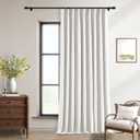Extra Wide Blackout Linen Curtains 84 Inch Length 60 Inch Wide for Living Room Pinch Pleated Back Tab Farmhouse Bedroom Thermal 100% Black Out Window Drapes Energy Efficient 60x84 Beige White 1 Panel