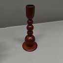 NUPTIO Candlestick Holders for Home Decor: Set of 3 Wood Taper Candle Holders for Thanksgiving Table Centerpieces - Mid Century Modern Caramel (Brown)