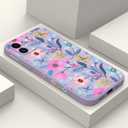 for iPhone 11 Case, Slim Silicone Anti Fingerprint Anti Scratch Microfiber Lining Phone Cover for iPhone 11 6.1 inch, Flower Purple