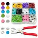 PIGORY Metal Snap Button Kit, 10 Colors Solid Snaps for Fabric with Fastener Pliers Press Tool Kit, 9.5mm Sewing Snaps for DIY Crafting Clothing(100Set)